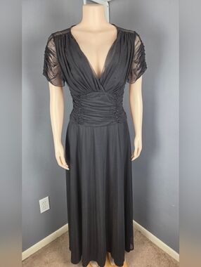 JS Boutique Black Beaded V-Neck Maxi Dress